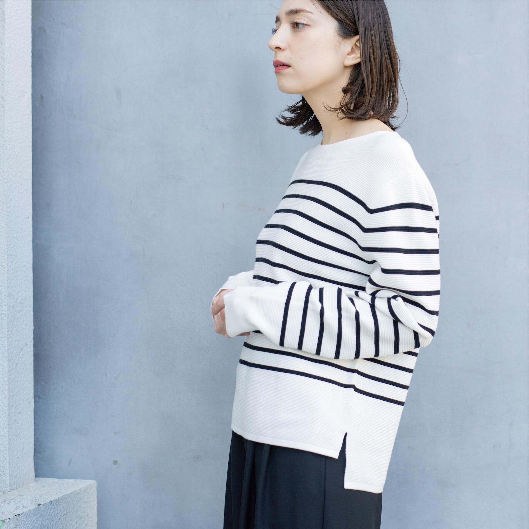 OPAQUE.CLIP「ボートネックガーターニット/オーガニックコットン混【洗濯機OK/UVケア】《6col》」|ニット・セーター|