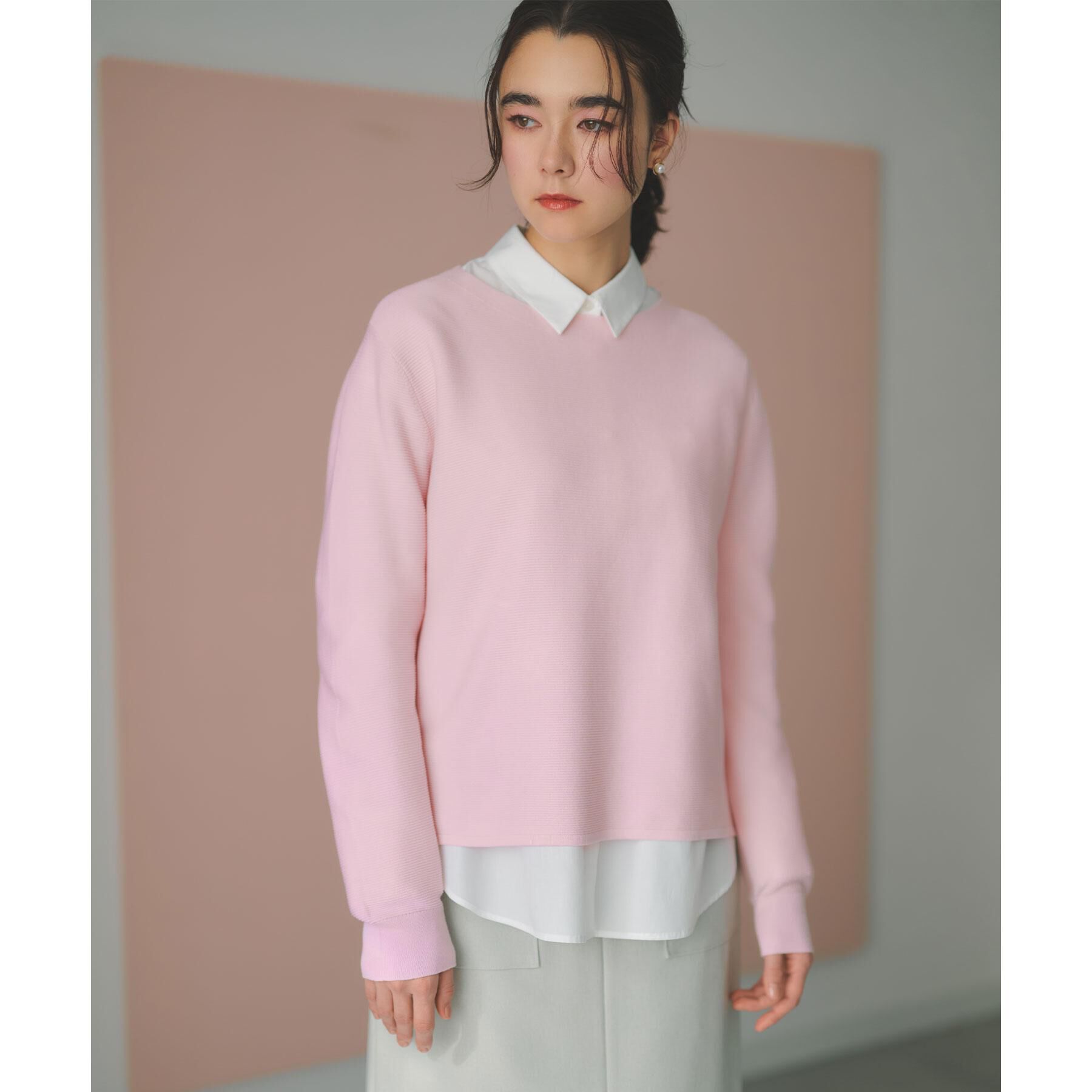 OPAQUE.CLIP「ボートネックガーターニット/オーガニックコットン混【洗濯機OK/UVケア】《6col》」|ニット・セーター|