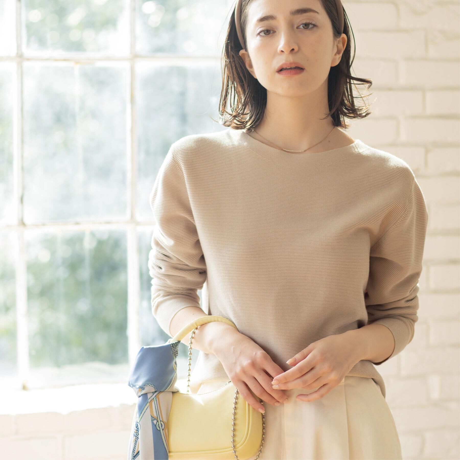 OPAQUE.CLIP「ボートネックガーターニット/オーガニックコットン混【洗濯機OK/UVケア】《6col》」|ニット・セーター|