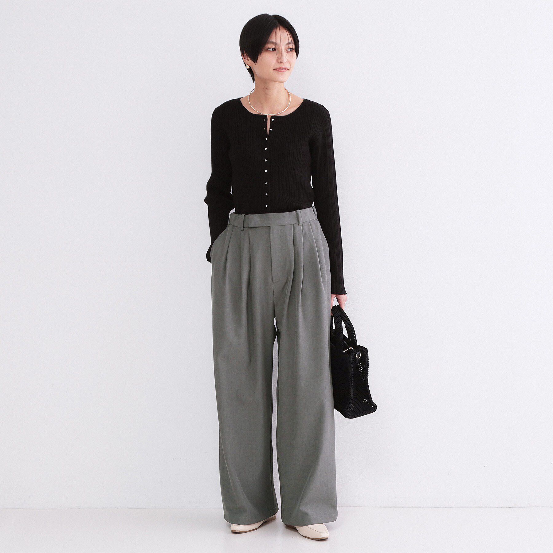 OPAQUE.CLIP「美脚ストレッチ イージータックワイドパンツ【洗濯機OK】」|その他|