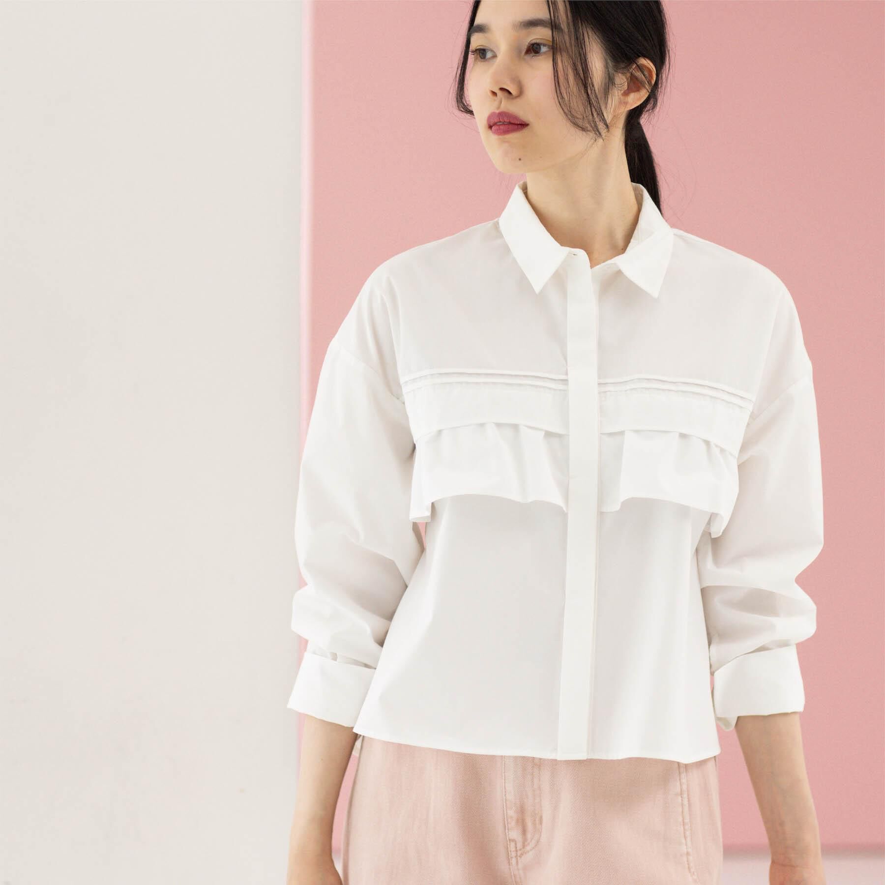 OPAQUE.CLIP「タックフリルシャツ【洗濯機OK】」|シャツ・ブラウス|