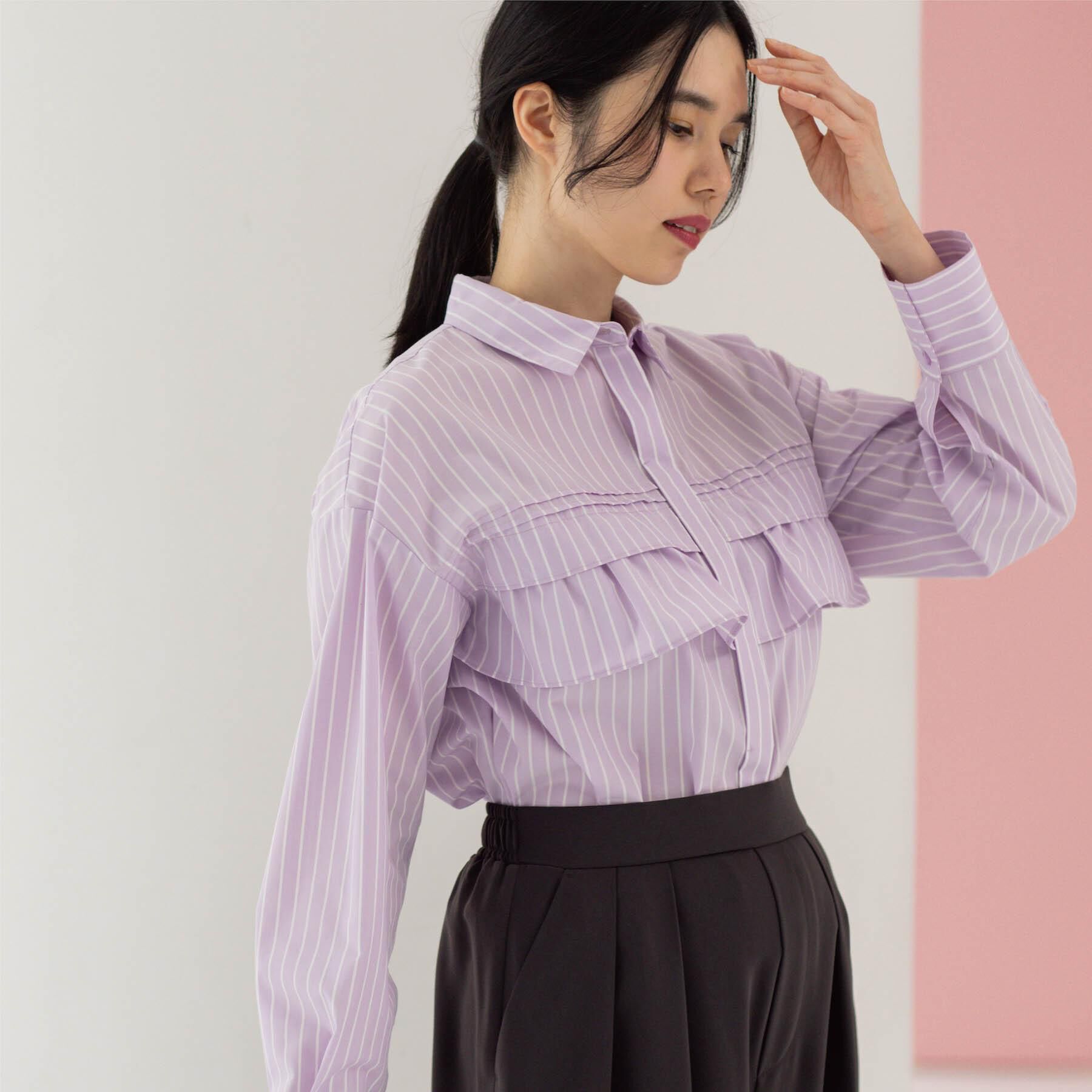 OPAQUE.CLIP「タックフリルシャツ【洗濯機OK】」|シャツ・ブラウス|