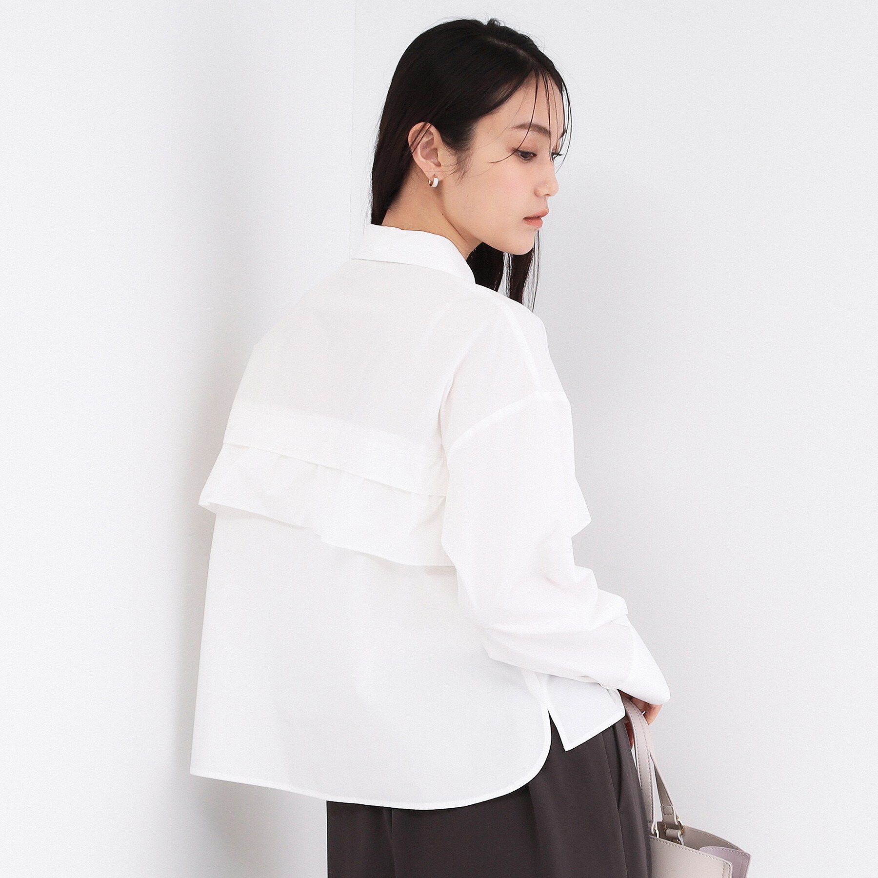 OPAQUE.CLIP「タックフリルシャツ【洗濯機OK】」|シャツ・ブラウス|