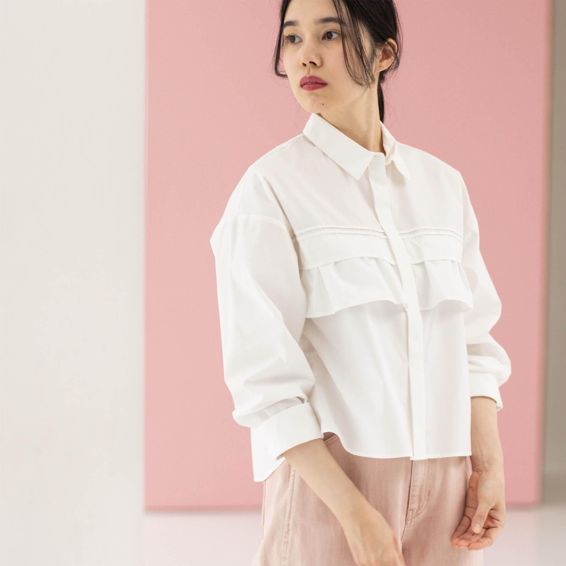 OPAQUE.CLIP「タックフリルシャツ【洗濯機OK】」|シャツ・ブラウス|
