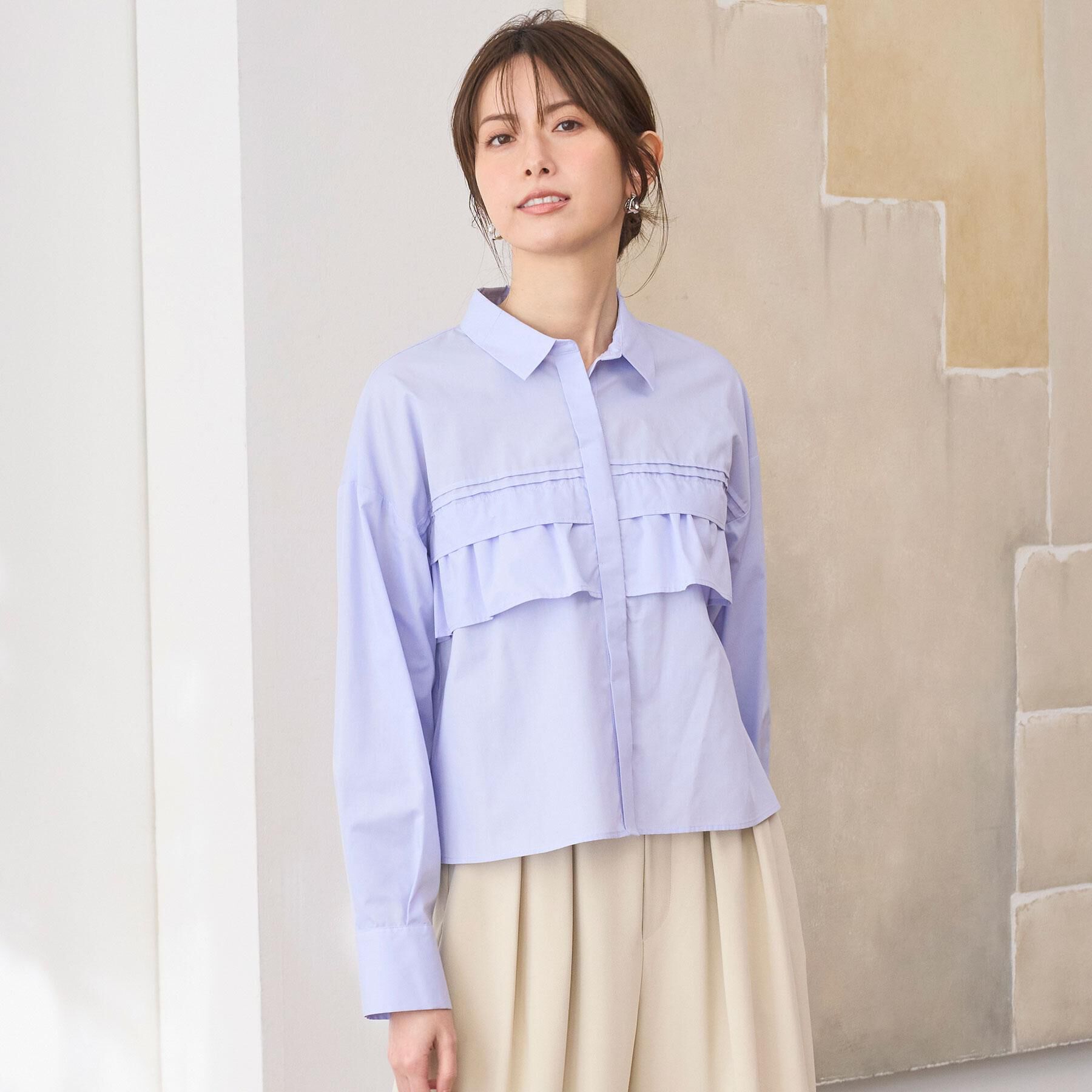 OPAQUE.CLIP「タックフリルシャツ【洗濯機OK】」|シャツ・ブラウス|