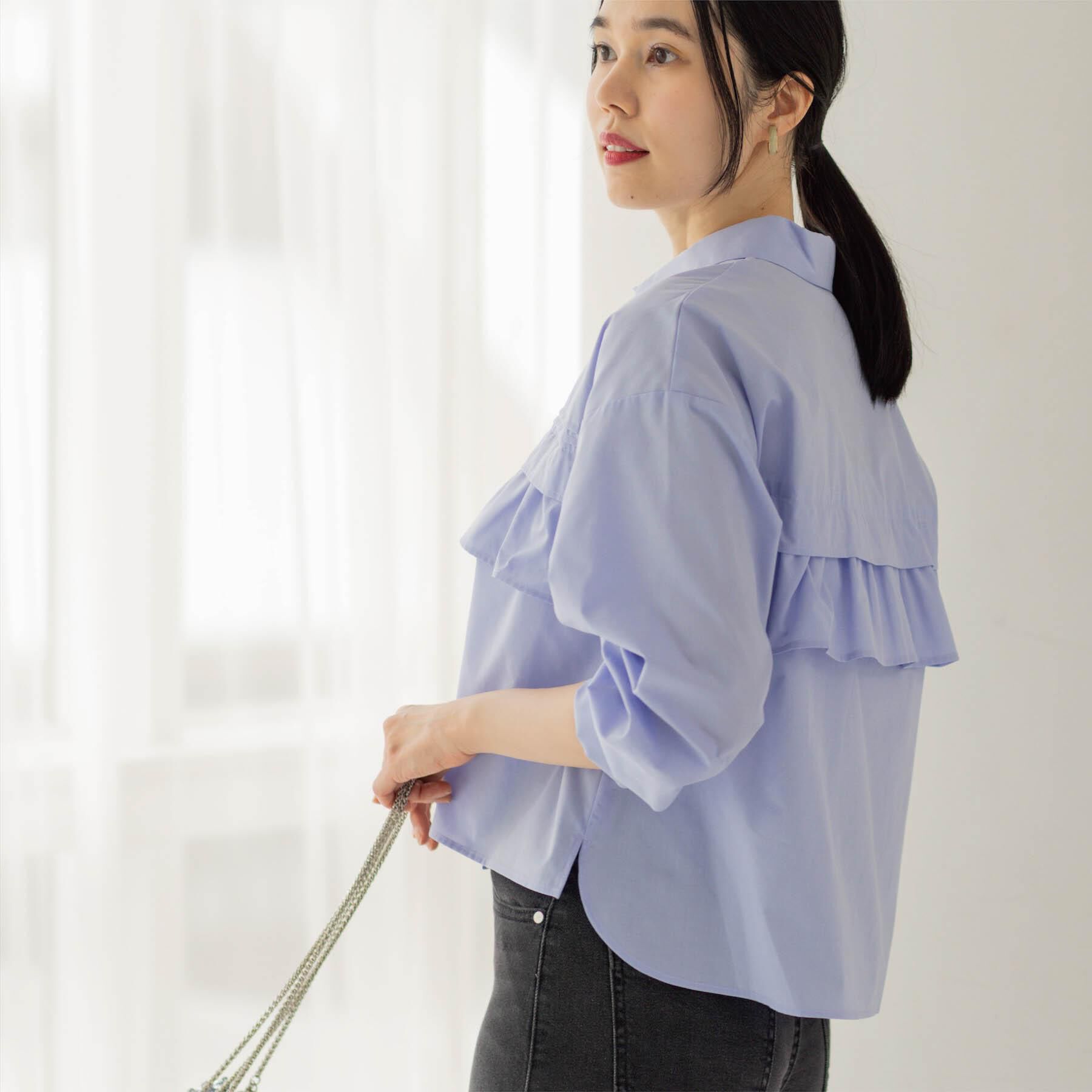 OPAQUE.CLIP「タックフリルシャツ【洗濯機OK】」|シャツ・ブラウス|