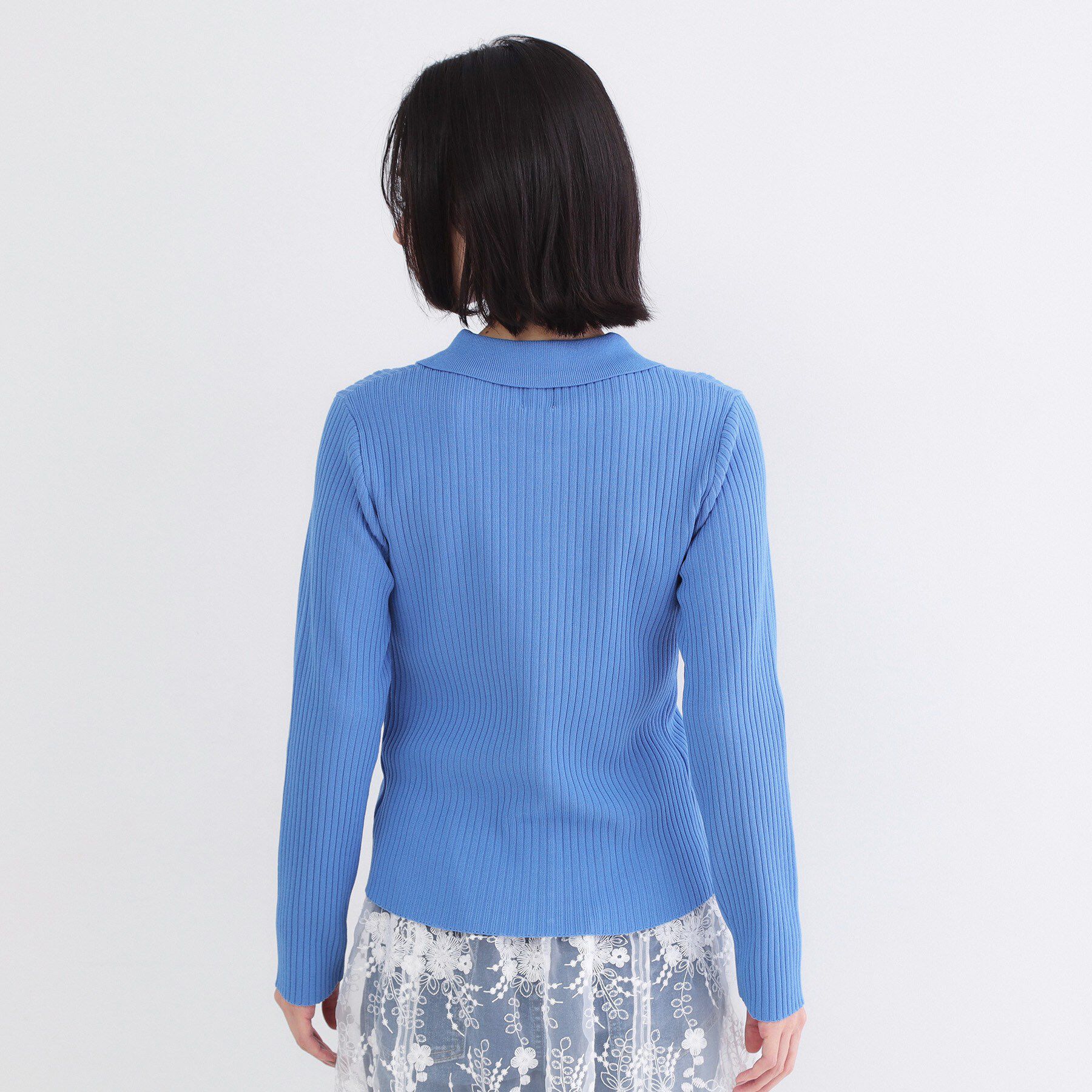 OPAQUE.CLIP「ポロ衿ホック使いリブニットカーディガン【洗濯機OK】」|カーディガン|