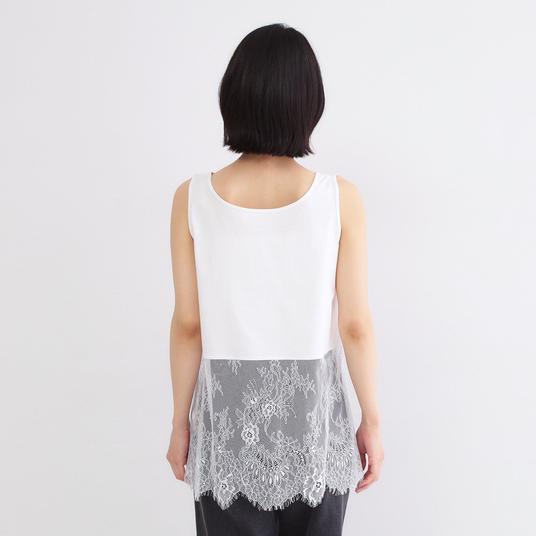 OPAQUE.CLIP「裾レースタンクトップ【洗濯機OK】」|キャミソール|