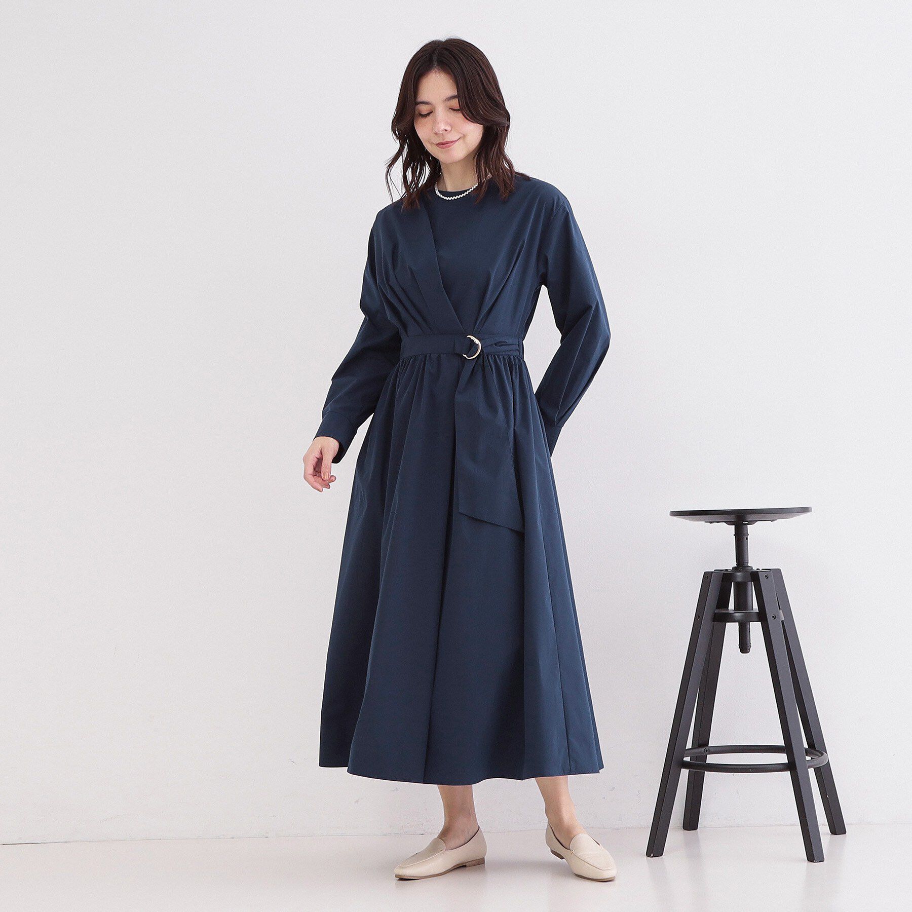 OPAQUE.CLIP「カシュクール風デザインワンピース【洗濯機OK】」|ワンピース|