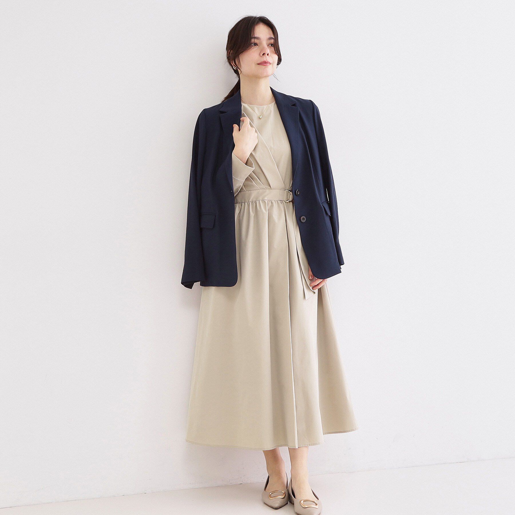 OPAQUE.CLIP「カシュクール風デザインワンピース【洗濯機OK】」|ワンピース|