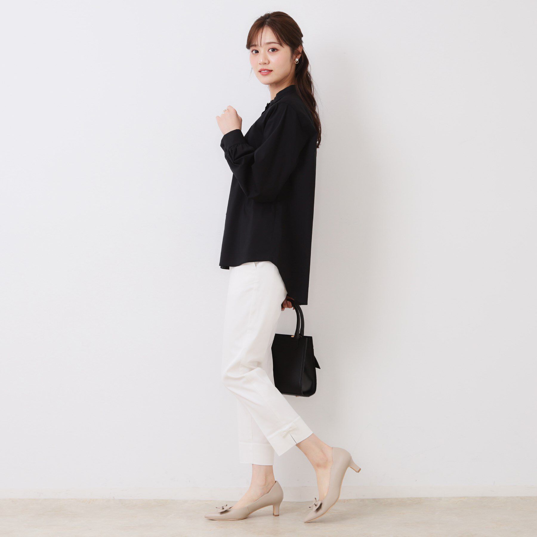 Couture broach「【スッキリ見え・美脚・通勤】リボンポイントサテストパンツ」|その他|