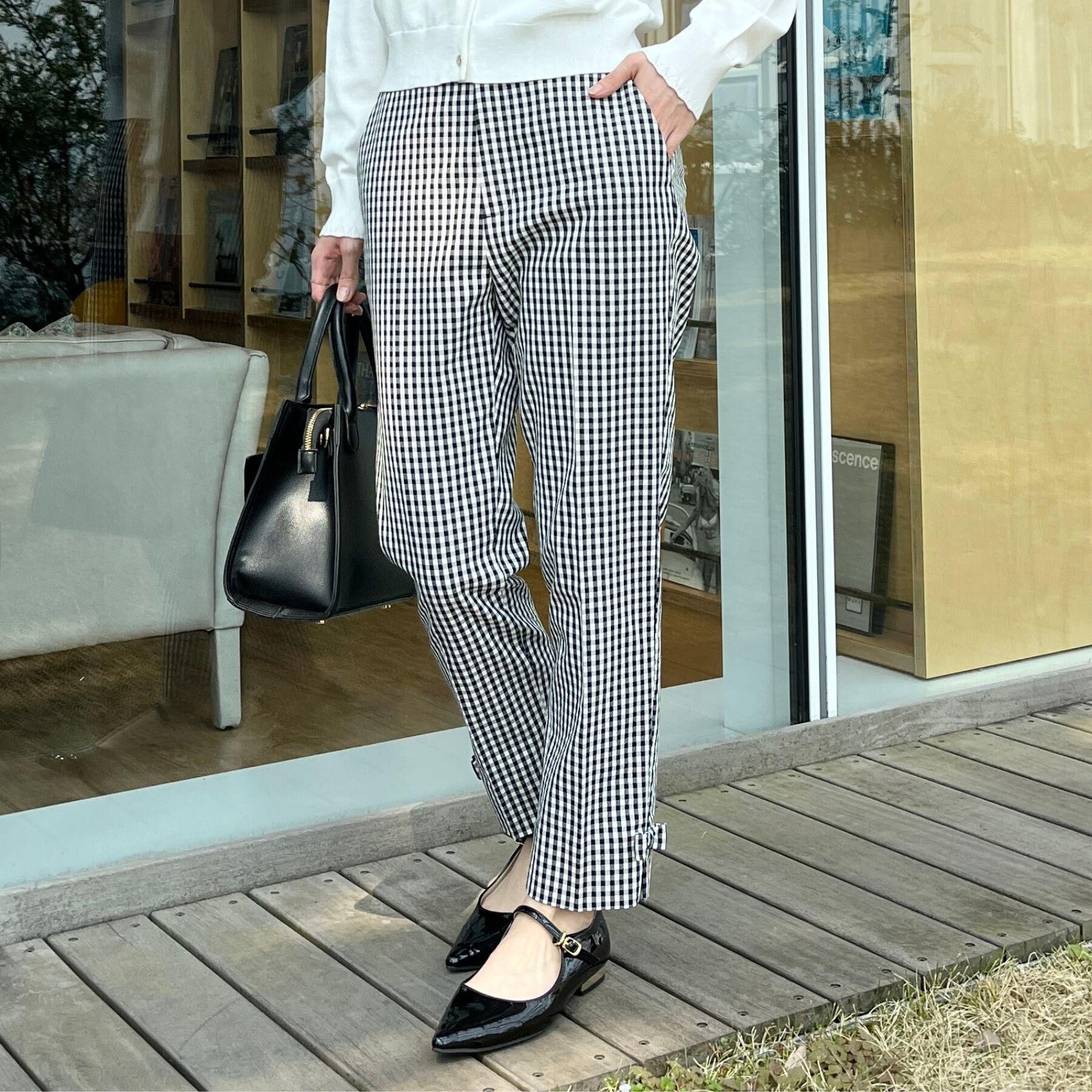 Couture broach「【スッキリ見え・美脚・通勤】リボンポイントサテストパンツ」|その他|