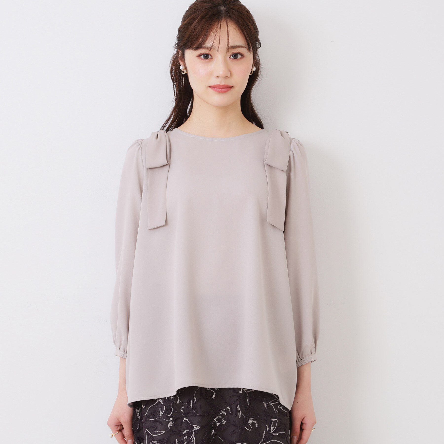 Couture broach「【フェミニン・通勤】肩リボンシフォンブラウス」|シャツ・ブラウス|