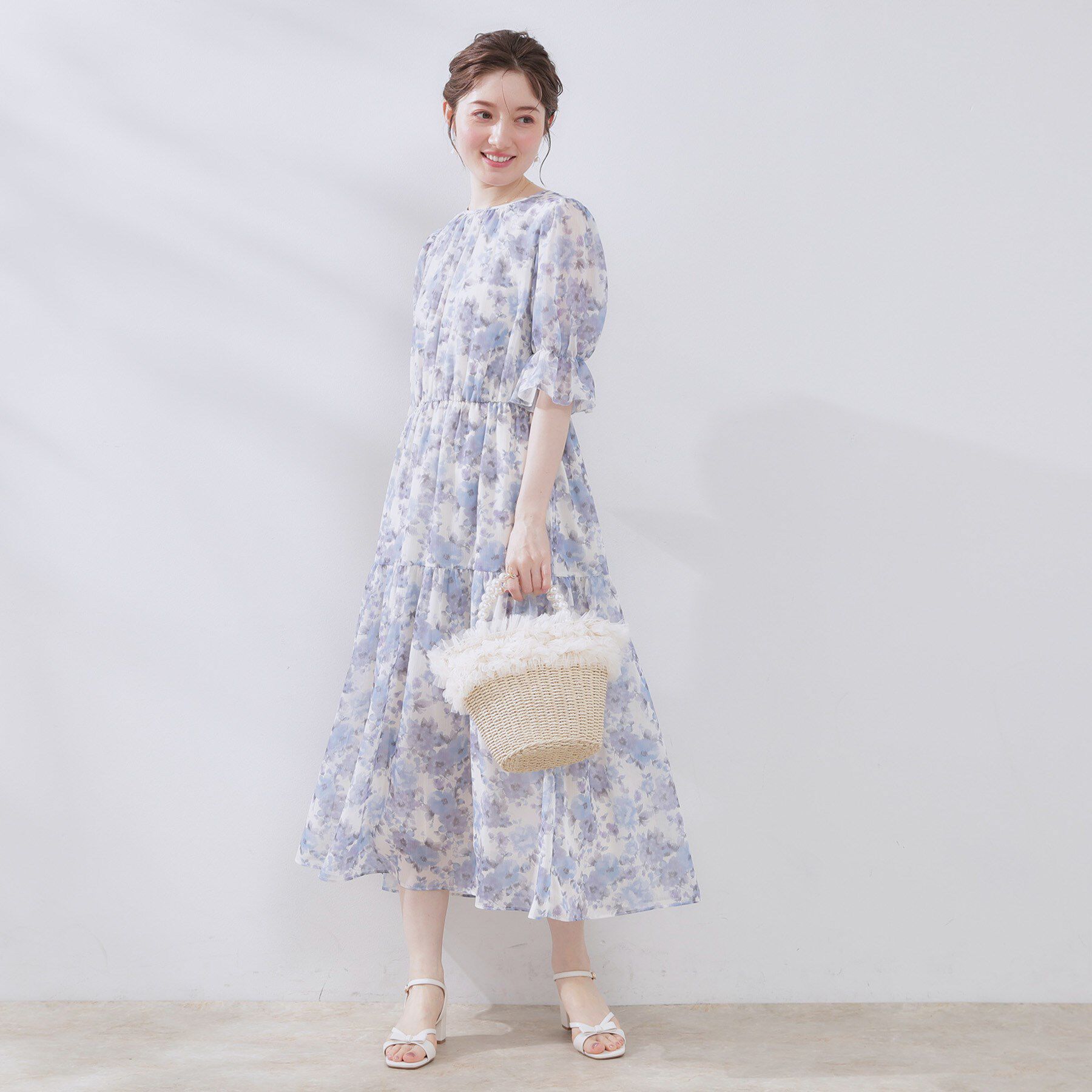 Couture broach「【一枚で着映える・大人可愛い】かすれプリント楊柳ワンピース」|ワンピース|
