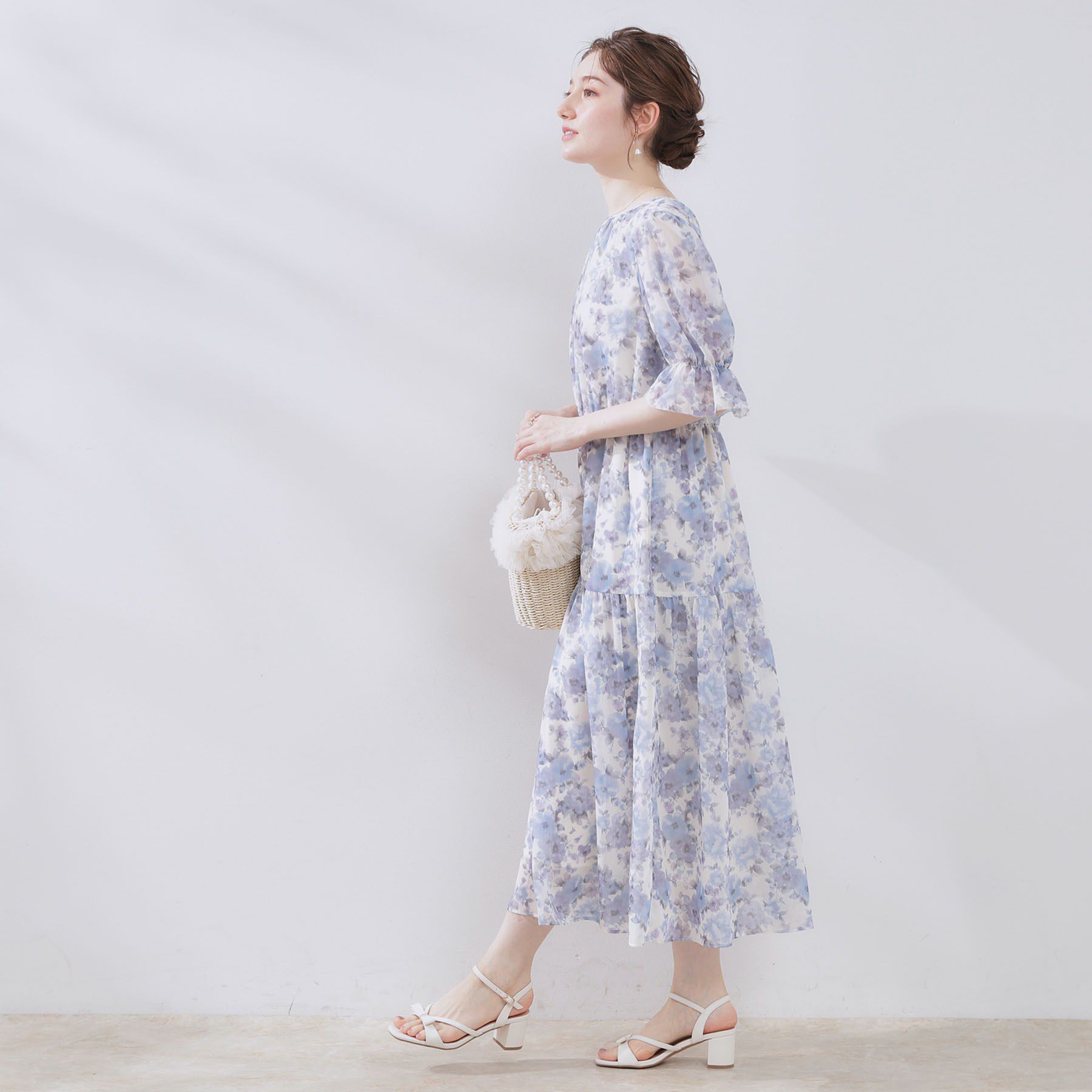 Couture broach「【一枚で着映える・大人可愛い】かすれプリント楊柳ワンピース」|ワンピース|