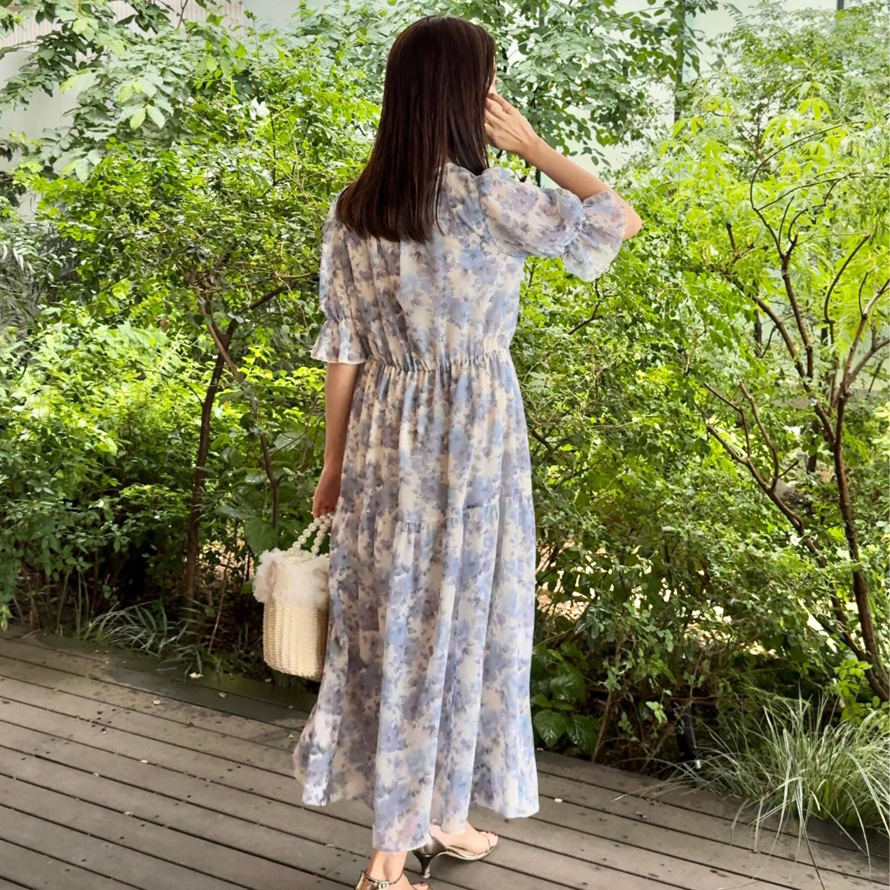 Couture broach「【一枚で着映える・大人可愛い】かすれプリント楊柳ワンピース」|ワンピース|