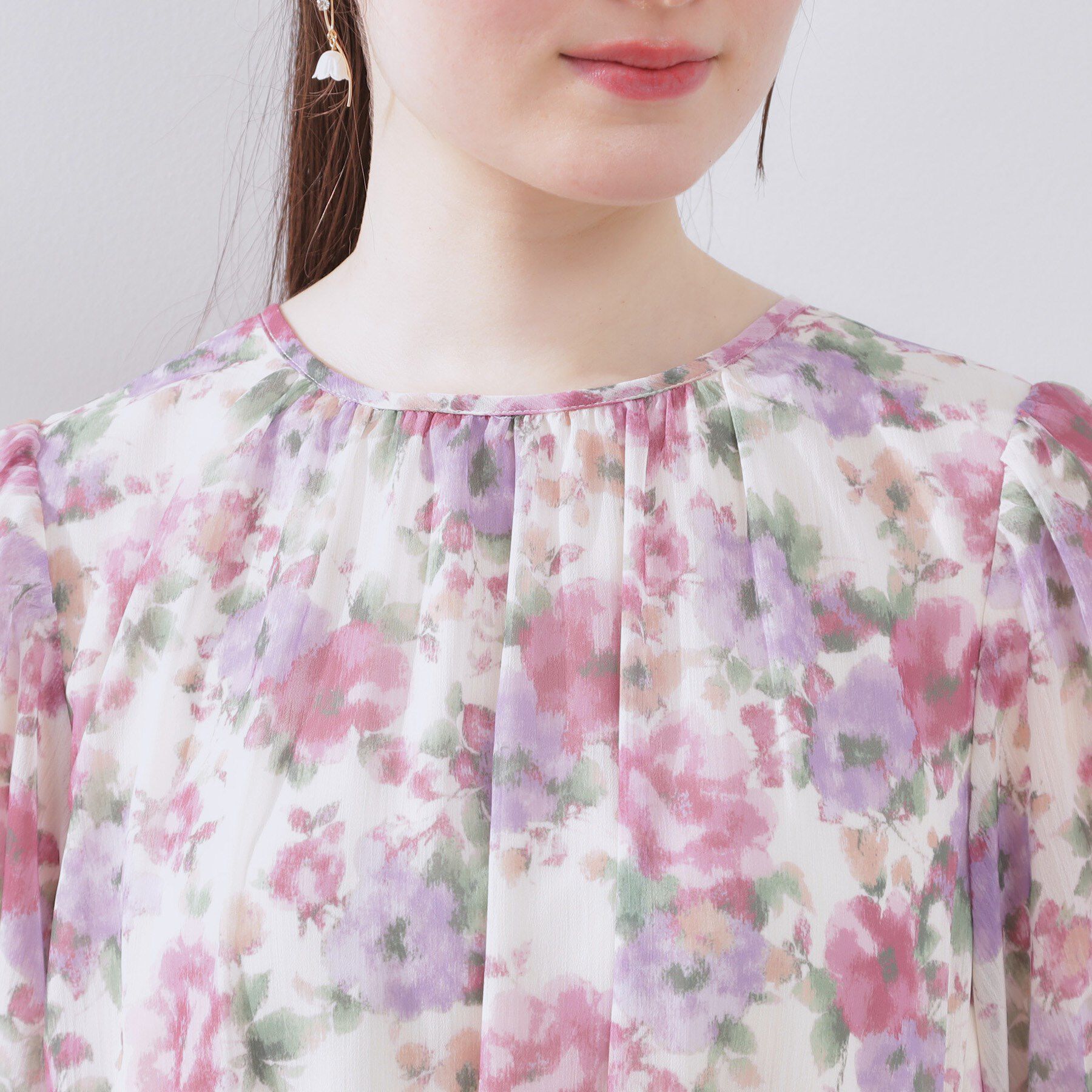 Couture broach「【一枚で着映える・大人可愛い】かすれプリント楊柳ワンピース」|ワンピース|