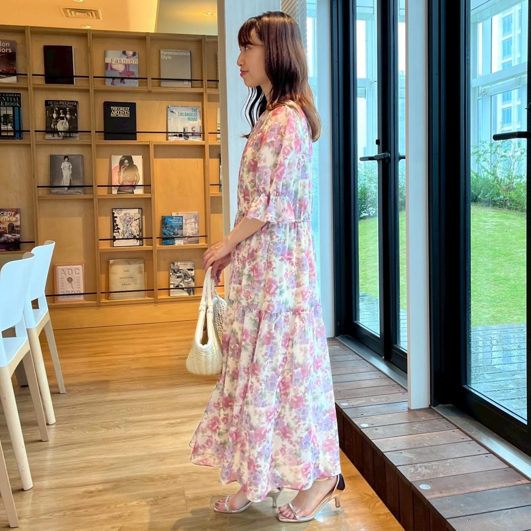 Couture broach「【一枚で着映える・大人可愛い】かすれプリント楊柳ワンピース」|ワンピース|