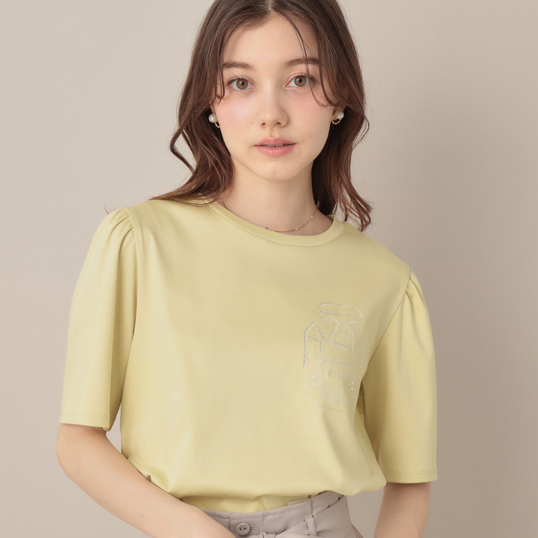 Couture broach「【接触冷感・UV機能あり・マシンウォッシャブル】60シルケット パフュームエンブロTシャツ」|Tシャツ・カットソー|