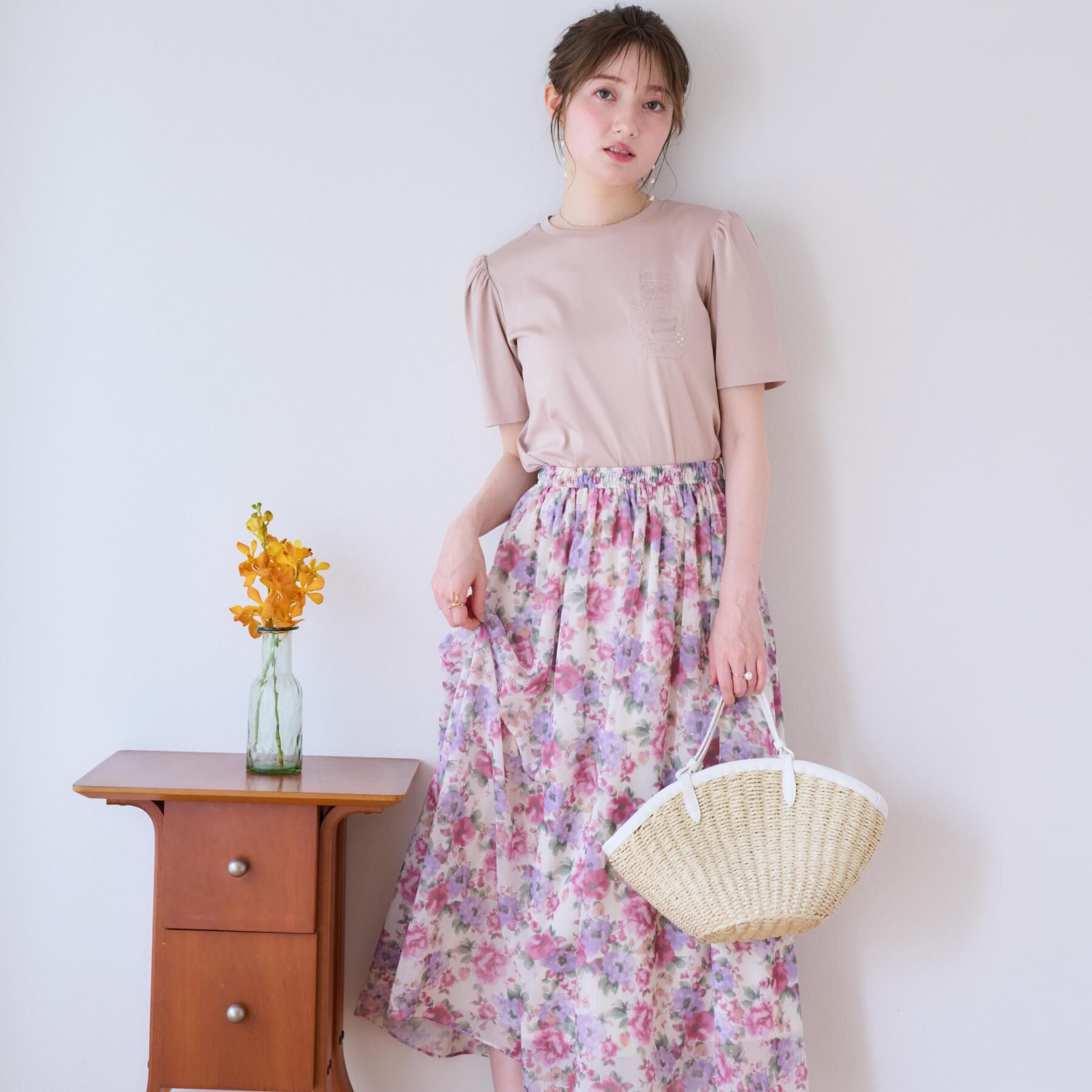 Couture broach「【接触冷感・UV機能あり・マシンウォッシャブル】60シルケット パフュームエンブロTシャツ」|Tシャツ・カットソー|