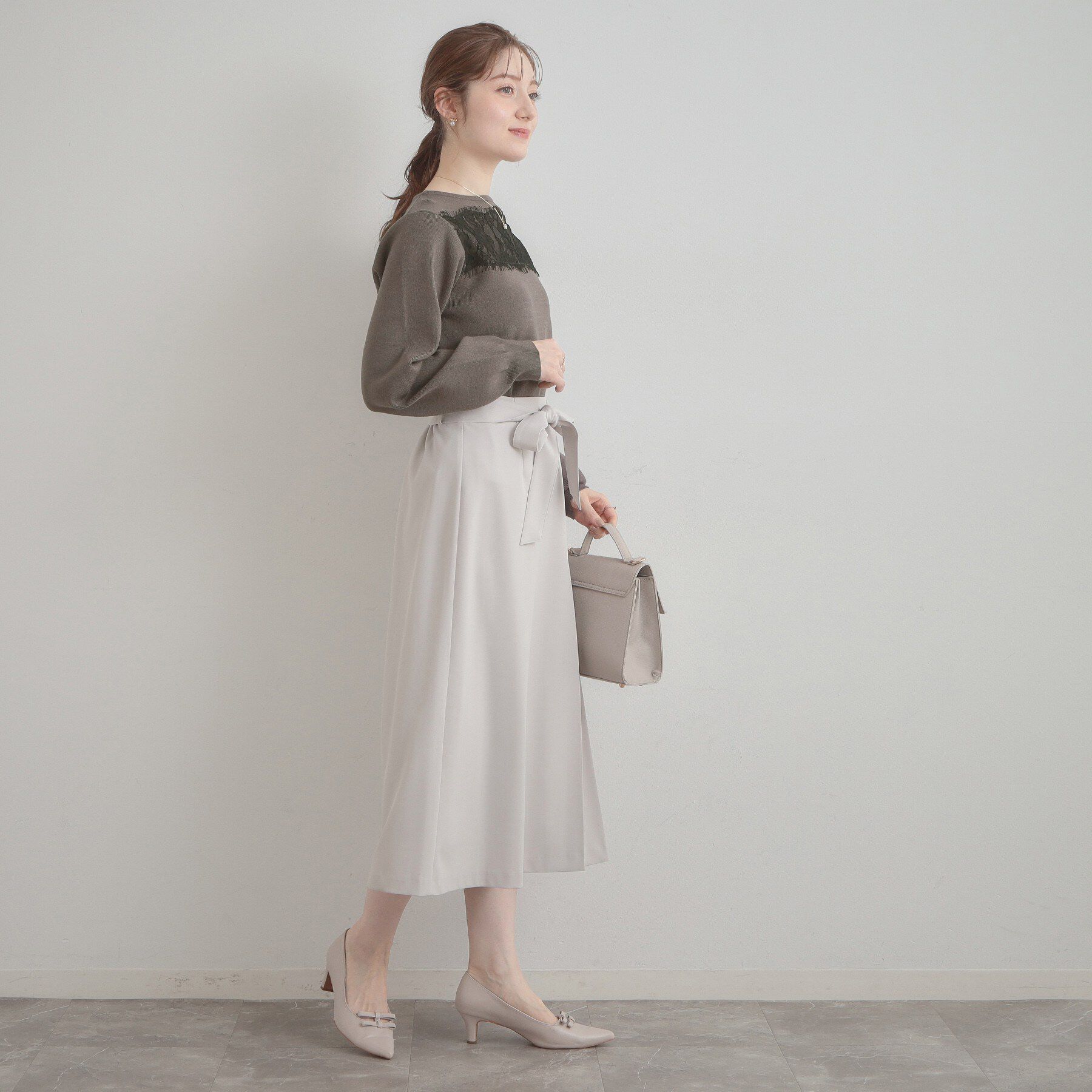 Couture broach「【洗える・通勤】レース ドッキング ニット」|ニット・セーター|