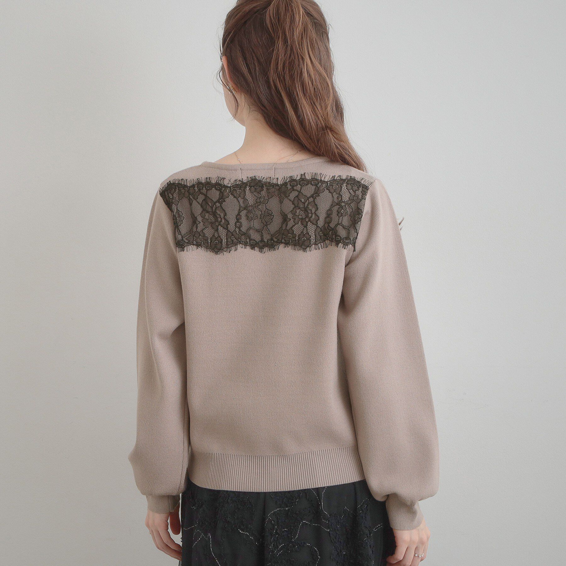 Couture broach「【洗える・通勤】レース ドッキング ニット」|ニット・セーター|