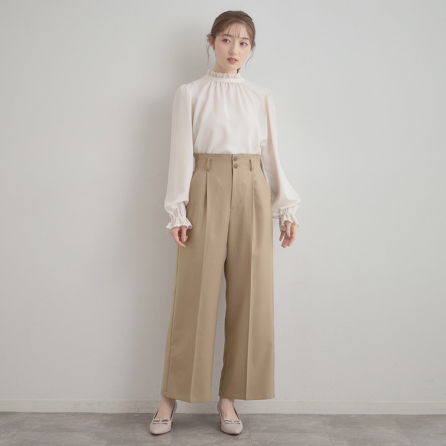 Couture broach「【洗える・通勤】ウエストリボン サスペンダー付きワイドパンツ」|その他|