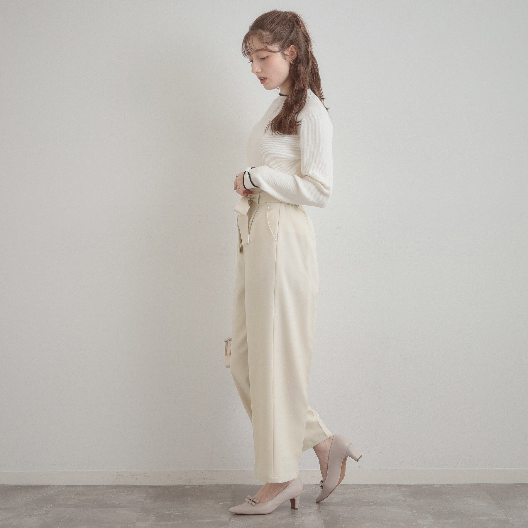 Couture broach「【洗える・通勤】ウエストリボン サスペンダー付きワイドパンツ」|その他|