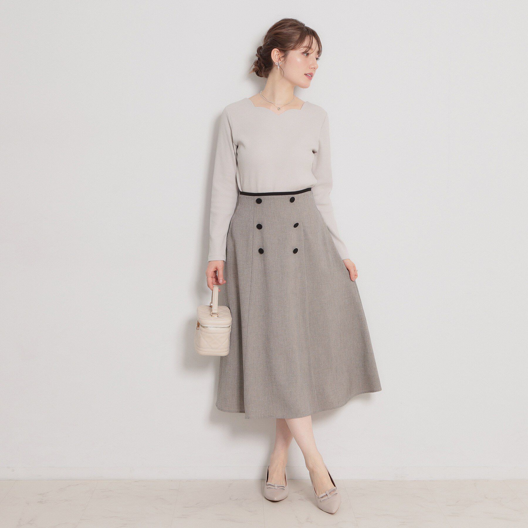 Couture broach「【洗える】ハートネック テレコプルオーバー」|Tシャツ・カットソー|