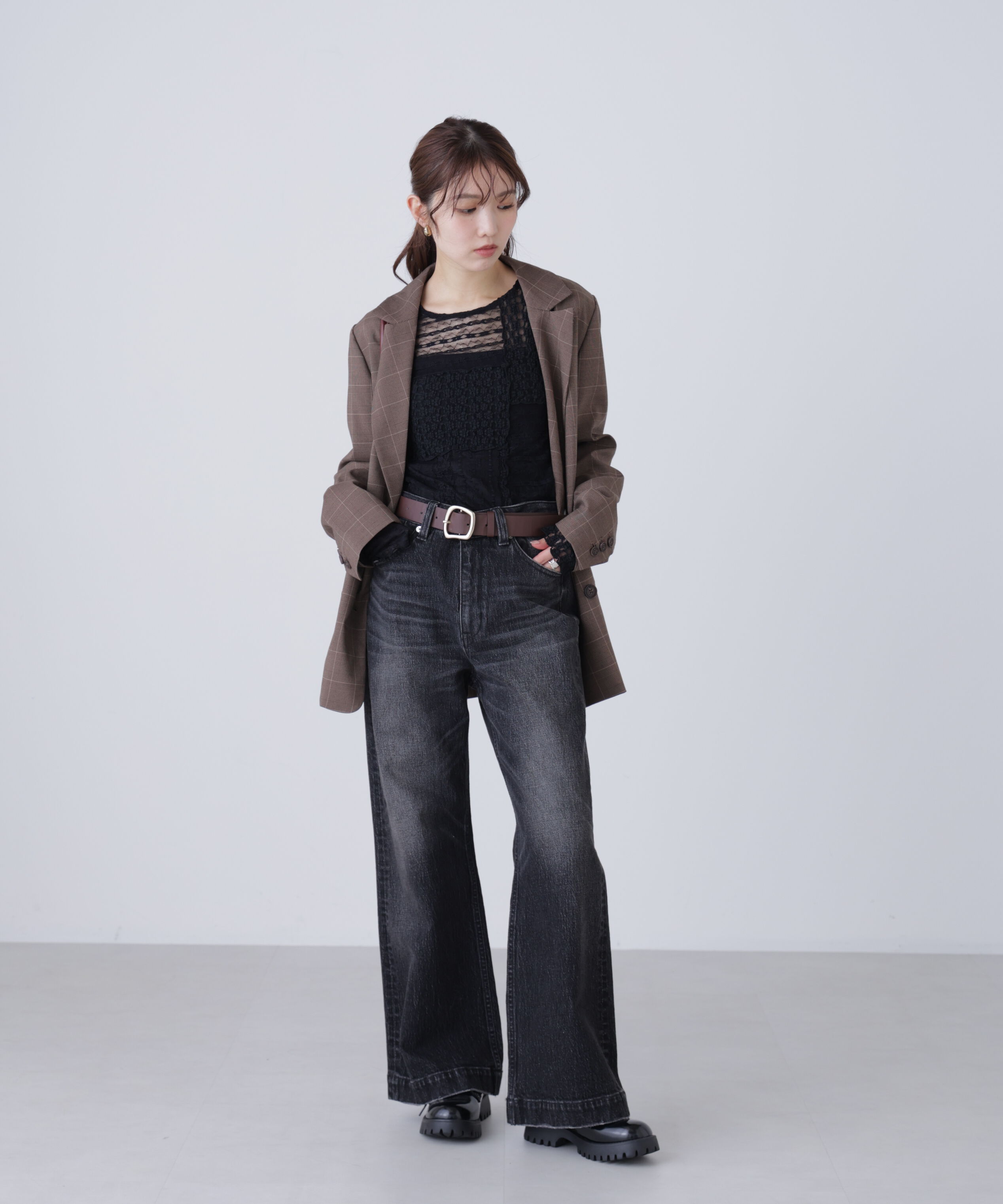  「パッチワークチュールレースカットソー」|Tシャツ・カットソー|