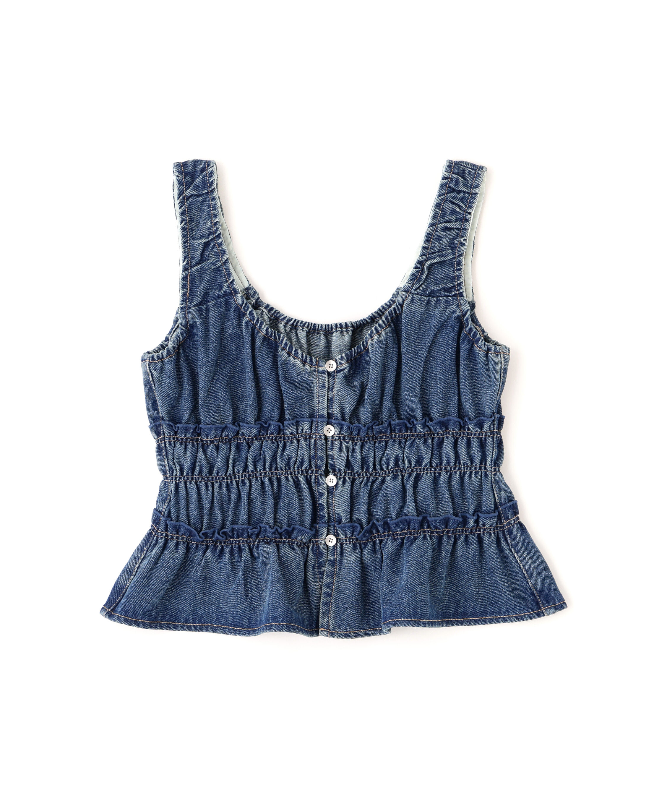  「シャーリングデニムビスチェ」|シャツ・ブラウス|