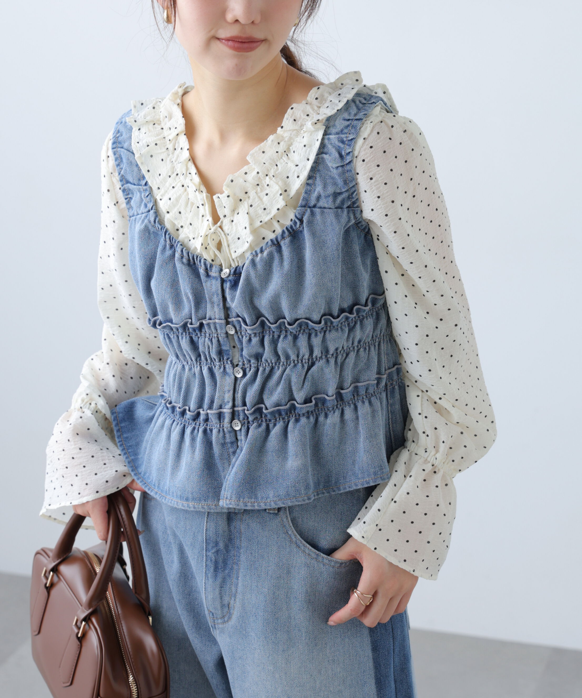  「シャーリングデニムビスチェ」|シャツ・ブラウス|インディゴハ 3