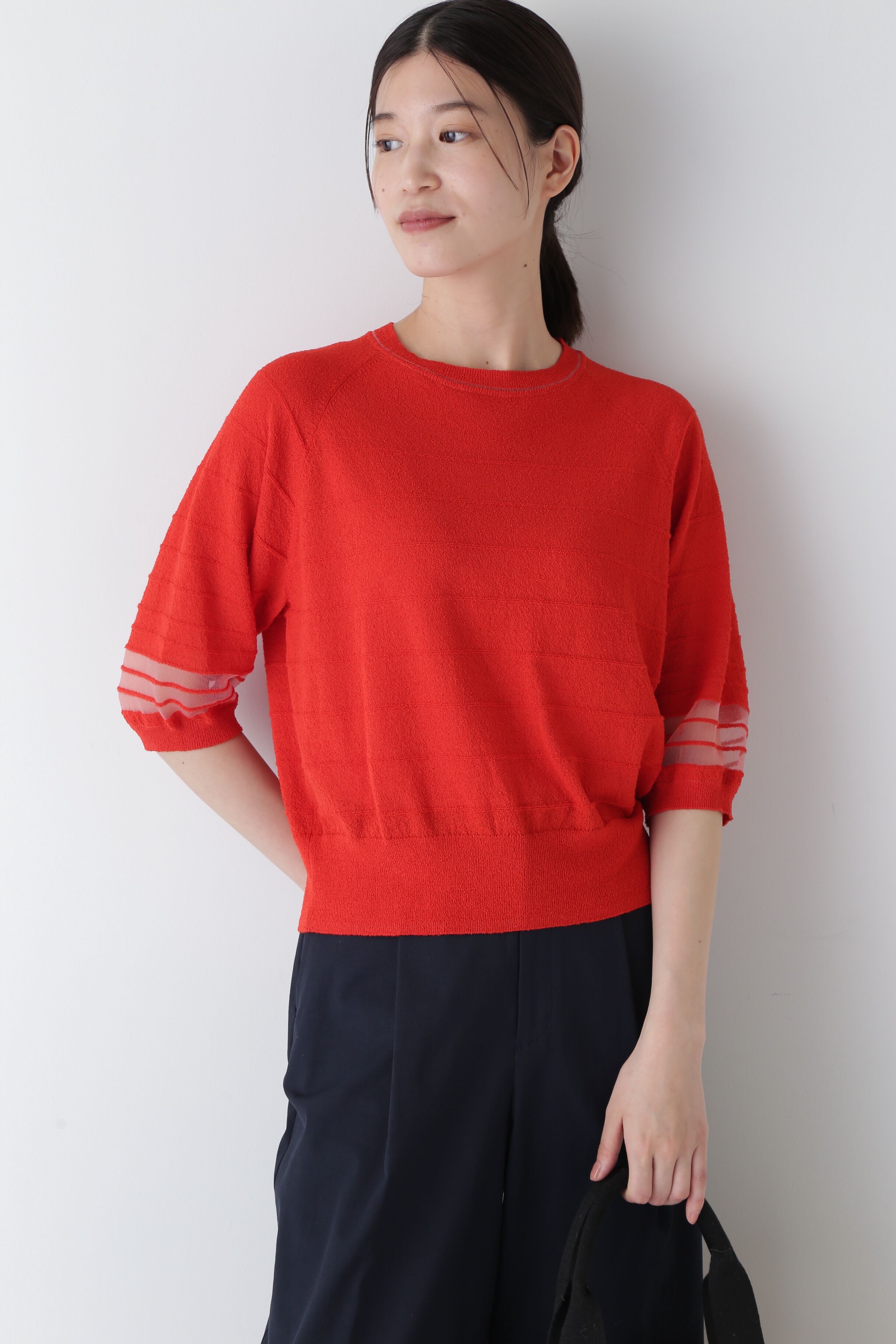  「◆ブークレボーダーニット」|ニット・セーター|オレンジ