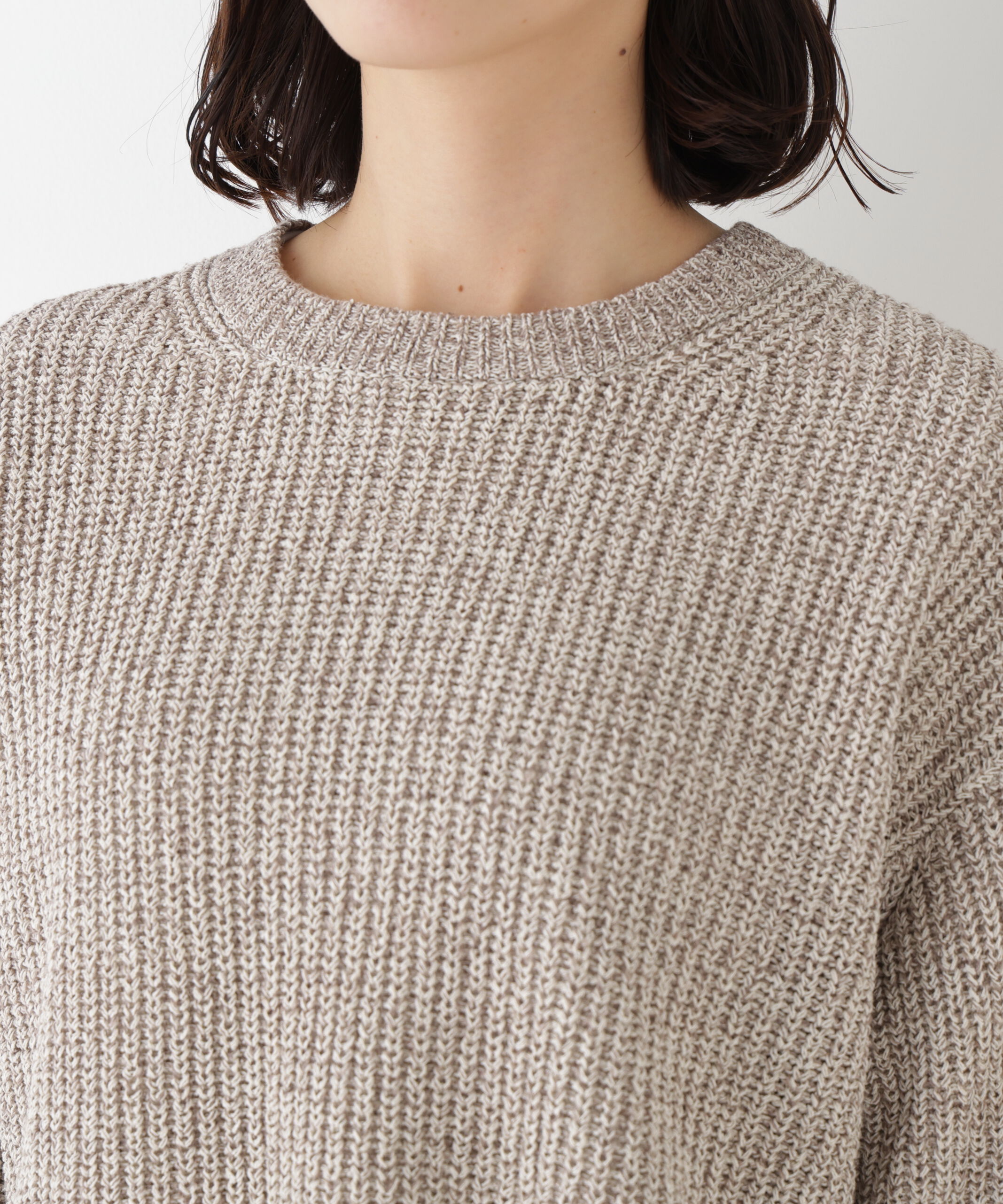  「◆ネップ入ペーパーヤーン片畦クルーネックプルオーバー」|ニット・セーター|