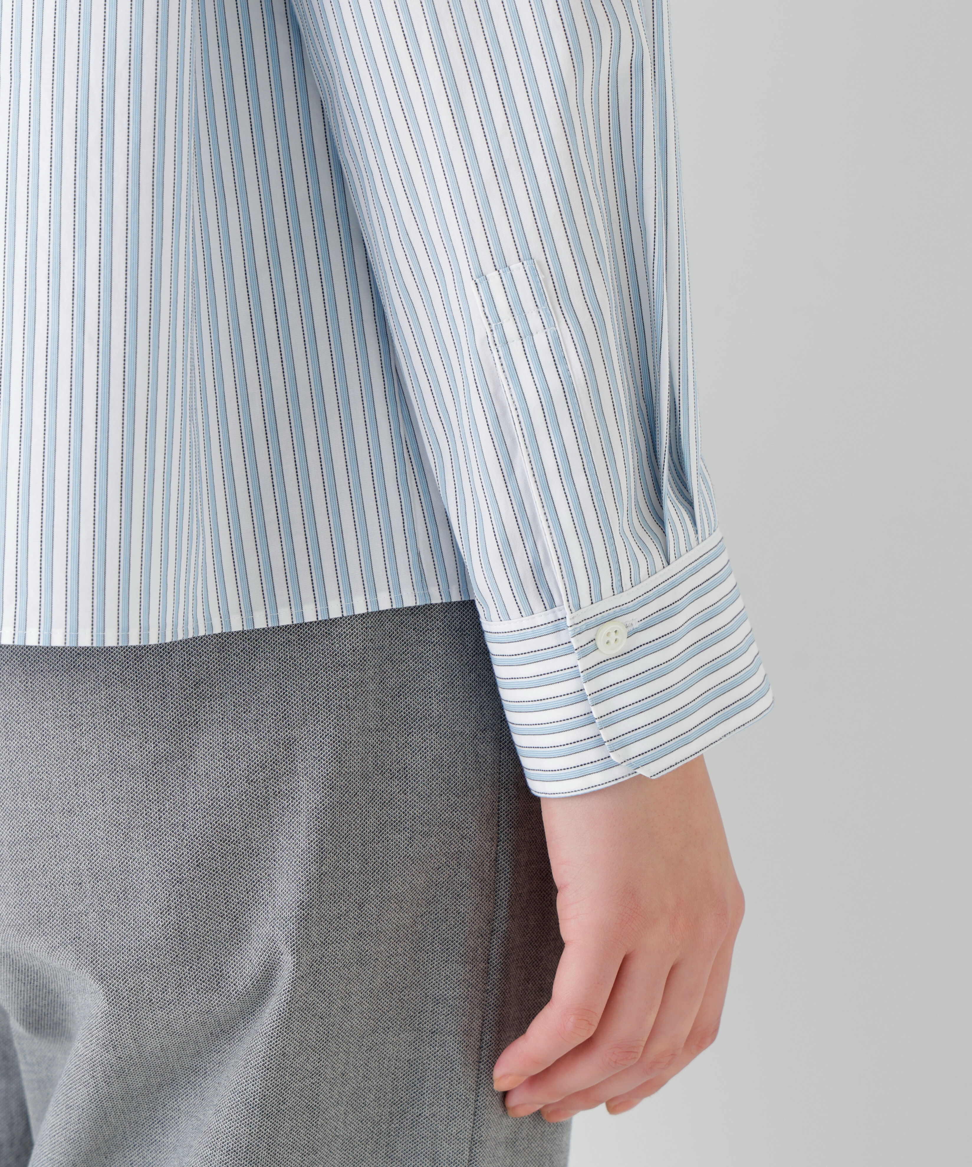  「◆ストライプ形態安定ボックスブラウス」|シャツ・ブラウス|