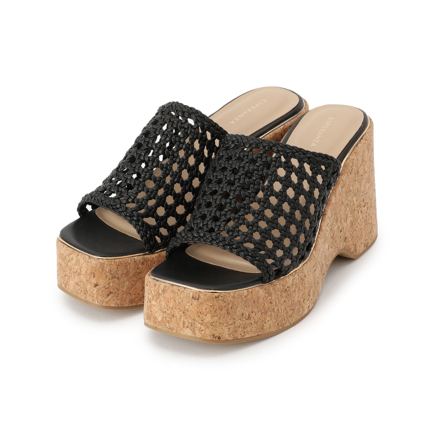 ESPERANZA「マクラメ編みウェッジミュール」|サンダル|