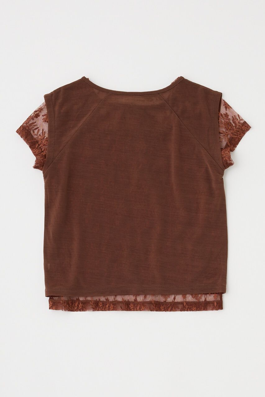 MOUSSY「LACE LAYERED OPEN NECK トップス」|Tシャツ・カットソー|