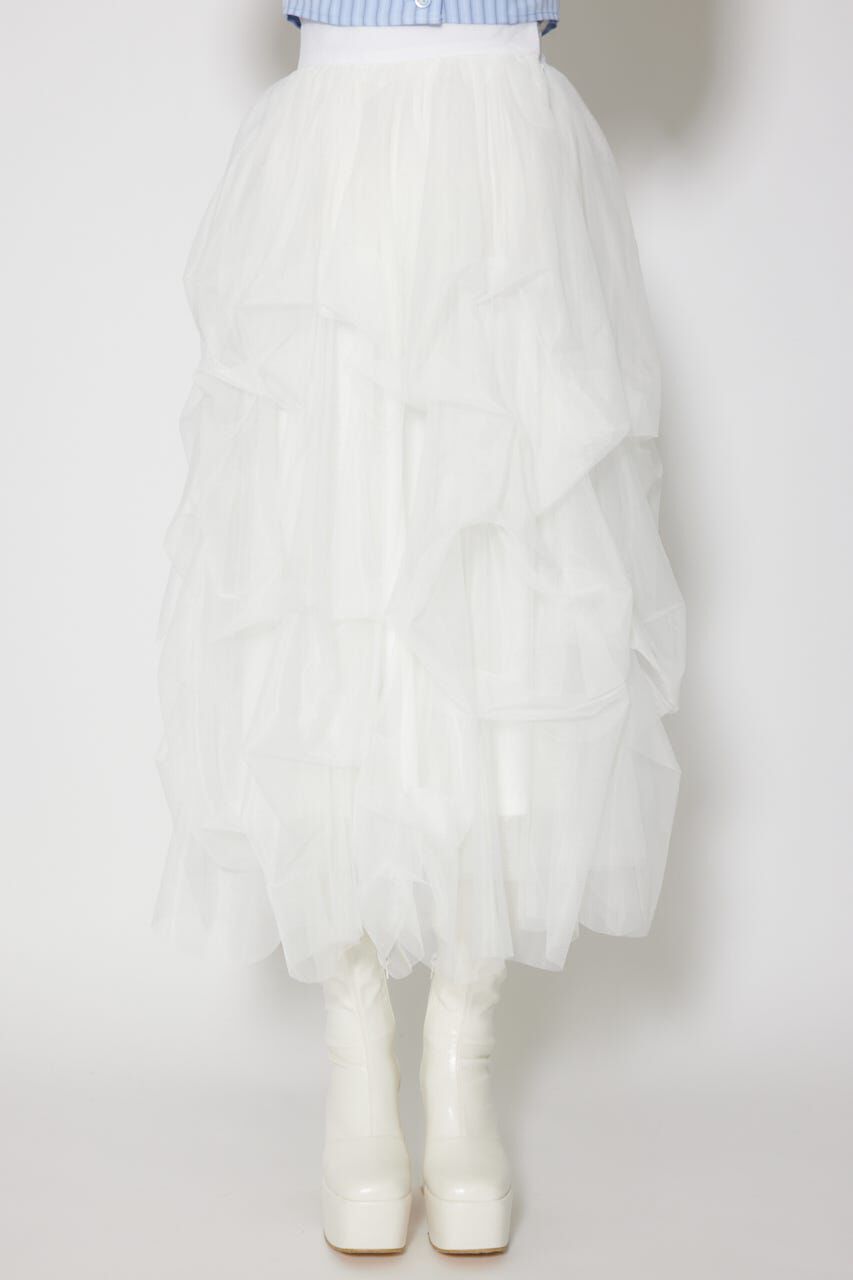 rienda「ランダムタックチュールスカート」|スカート|