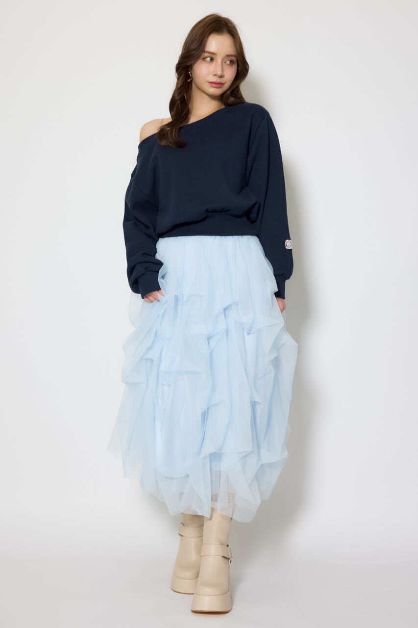 rienda「ランダムタックチュールスカート」|スカート|