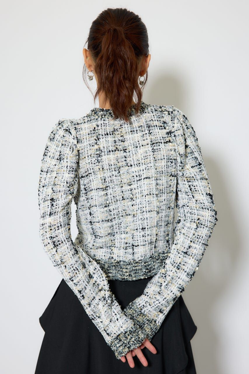 rienda「ツイードニットカーディガントップス」|ニット・セーター|