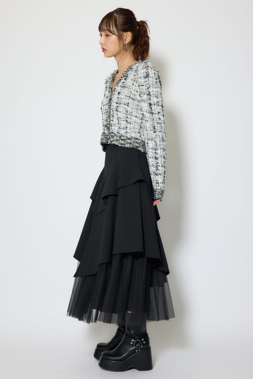 rienda「ツイードニットカーディガントップス」|ニット・セーター|