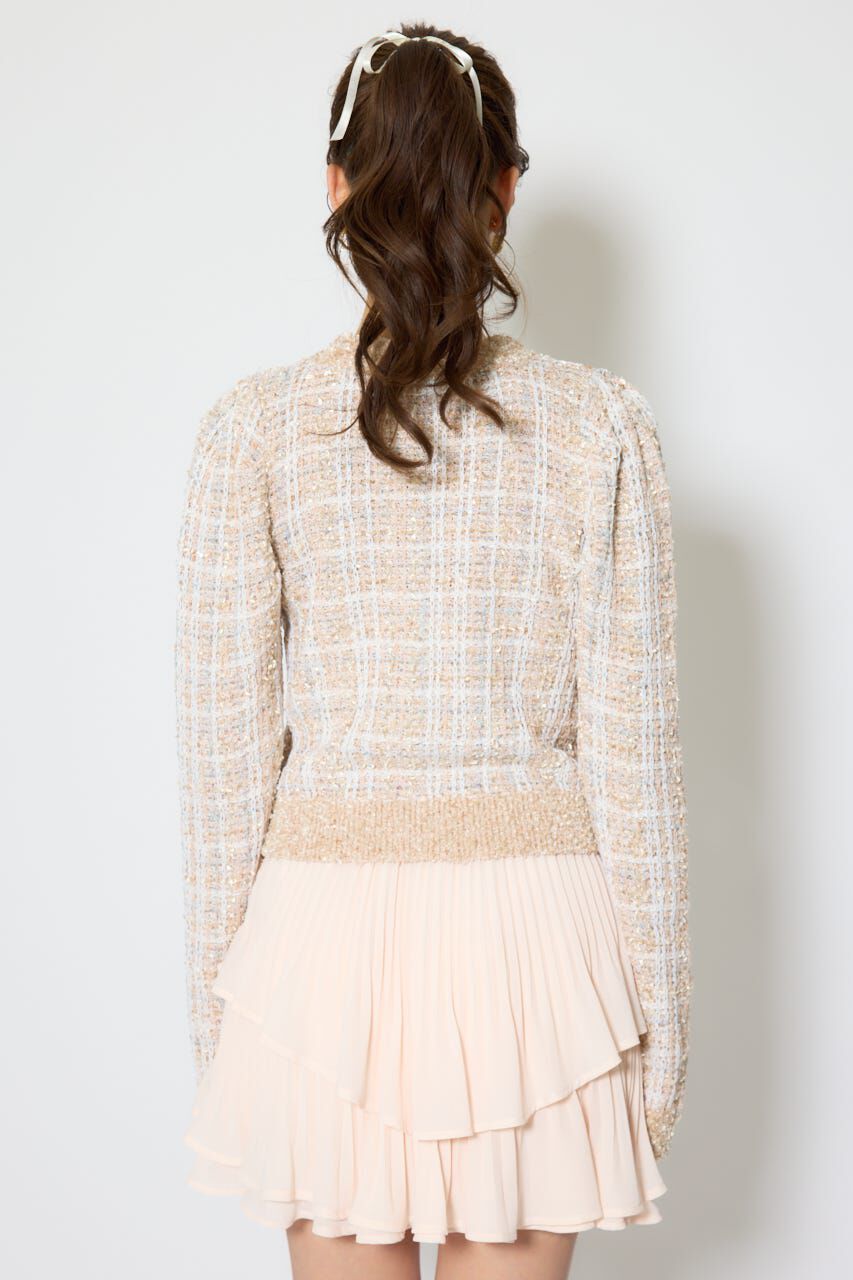 rienda「ツイードニットカーディガントップス」|ニット・セーター|