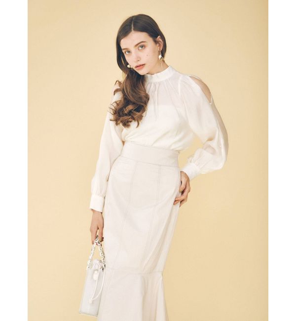 MERCURYDUO「ステッチデザインタフタマーメイドスカート」|スカート|