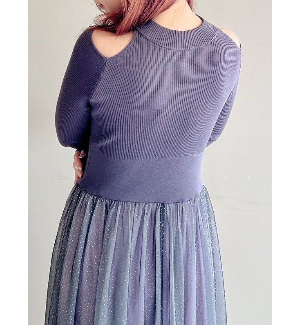 MERCURYDUO「2WAYチュールニットドッキングワンピース」|ワンピース|