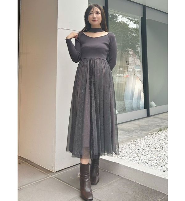 MERCURYDUO「2WAYチュールニットドッキングワンピース」|ワンピース|