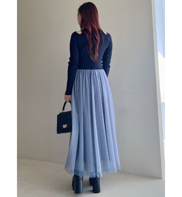 MERCURYDUO「2WAYチュールニットドッキングワンピース」|ワンピース|