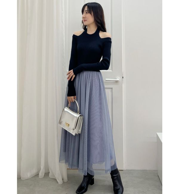 MERCURYDUO「2WAYチュールニットドッキングワンピース」|ワンピース|