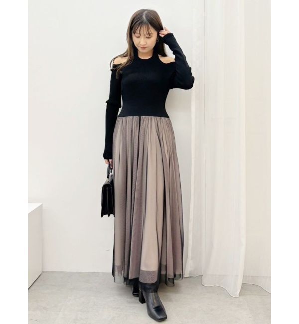 MERCURYDUO「2WAYチュールニットドッキングワンピース」|ワンピース|