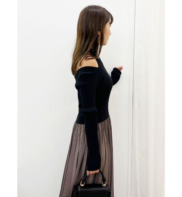 MERCURYDUO「2WAYチュールニットドッキングワンピース」|ワンピース|