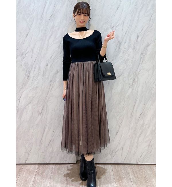 MERCURYDUO「2WAYチュールニットドッキングワンピース」|ワンピース|